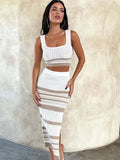 Shirt Striped Short Shirt Fork Bag Hip Half Dress Two-Piece Dress