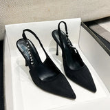 Heels 2025 Spring New Sexy Night Club Pointed Women's Single Shoes With Shallow Mouth Water Drill Bag Head