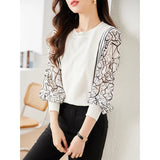Shot Spring And Autumn New Design Sense Unique False Two Clothing Chiffon Stitching Sweater