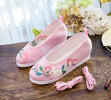 Zingj Shoes Round Head Spring And Autumn Ancient Style Students Embroidered Cloth Shoes Ancient Costume Stage Play Dance Shoes Women's Shoes Single
