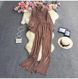 Suit Female Temperament Loose Long-Sleeved Shirt Two Sets Of Leisure High-Waist Hanging Pendant 100