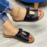 Large-Size Women's Shoes New Summer Bow Hollow Lady Cool Slippers Bow Sandals