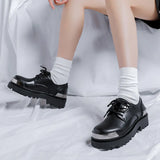 Zingj Niche Commuter Derby Shoes Tide British Men And Women Round Head Thick Platform Increased Versatile Casual Leather Shoes