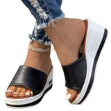 And Summer New Fish Mouth Slope And Slippers Women Wear Loose Cake Thick Bottom One-Word Drag Large Size Women Cold