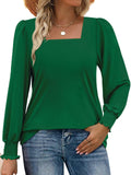 And Autumn 2025 New Striped Side-Laceed Leaf Cuff Bubble Long Sleeve