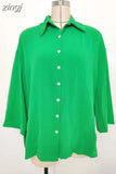 Shirt Women Single Breasted Blouse Ladies Casual Solid Color Oversized Top Women Loose Casual Chemise