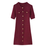 Women's Explosive Knitted Knitted Short-Sleeved Button-Knitted