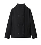 Women's Clothing INS Burst Double Buckle Solid Color This Sub-Quilt Collar Loose This