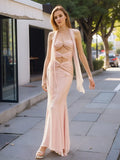 New Women's Sexy Hollow Corset Dress Temperament Mesh Fishtail Dress
