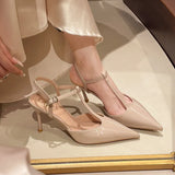 Version Of The French Sharp Head With Back Empty Tripled Sandals Women 2025 New Gentle High Heel