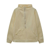 Autumn And Winter New Fashion Leisure Sports Semi-Zip Hooded Short Plus Velvet