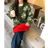 Vintage Fair Island Jace Sweater Women's Autumn/Winter New Lazy Wind Heavy Industry Snowflake Short Cardigan T-Shirt