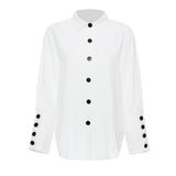 Spring Lattice Black And White Half Lantern Sleeve Shirt + Tice Vest Fashion Two-Piece Set