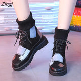 New Autumn and winter explosions suede canvas color matching wild high-top Wool mouthboots women shoes 3 color women