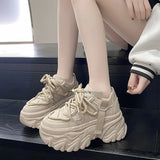 Autumn 2025, The New 8Cm Heighten Women's Shoes With Thick Platform And High Heel Dad Shoes Match And Show Feet Small Sports