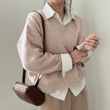 V-Neck Pullover Dark Academia SweaterOutfit