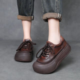 Layer Of Cowhick Retro Thick-Sed Loose Cake Shoes Women 2025 Spring New Casual Big Shoes Leather Single