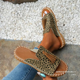 Flat-Bottomed Tuxedo Women Leopard-Print Rope Beach Cool Slippers Tide