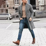 Autumn And Winter Of The Men's Coat In The Long Double Buckle Station Coarse Coat