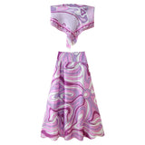 New Holiday Shawl Blouse Print Bra High-Waisted Half-Skirt