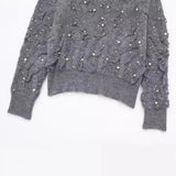 New Artificial Pearl Textured Pullover
