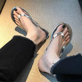 Version Of A Foot Pedal Flip-Flops Women Wear 2025 Summer New Fashion Flat-Toed Toe Sandals Beach