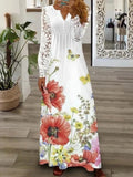 Women's 2025 Summer Women's New Dress Fashion Printed Lace Long Sleeve