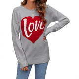And Winter New Loose Love Letter Round Collar Knitted Shirt Long-Sleeved Sweater