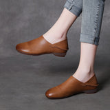 Layer Of Cowhedel Flat Soft Sole Single Shoes Spring Mori Literature And Art Retro Leather Hand-Sleeve Women's Shoes Breathable