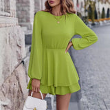 2025 Autumn / Winter Fashion Women's Wear Trend Solid Color Round Collar Waist Knit Long Sleeve