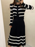 Knitted 2 Piece Set Women Sweater Cardigan Tops + Long Skirt Sets Female Office Lady Two Piece Suits Korean Fashion