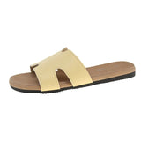 Boken Slippers Female H Drag Wear 2025 New High-End Sense French Flat-Bottomed Beach Word Drag