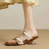 New Square Head Woven Slope And Slippers Women's Summer Fashion Wear High-Hee Women's Cool
