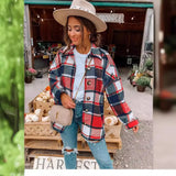 Net Red Autumn Street Temperament Long-Sleeved Collar Loose Women's Plaid Shirt Long