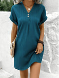 Women's 2025 New V-Neck Solid Color Jacket Comfortable Casual Button