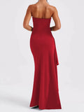 New Evening Dress Party Girl With A Word Collar Collar Breast Dress Sexy Bare Back High Open Fork