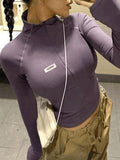 Zip-Up Long Sleeve Crop Top- Outfit