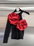 Babes In Autumn 2025 New Fashion High-End Design Sense Splicing Flowers To Repair Knitted Tops For