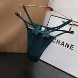 Ice Silk Slipless Low-Rise Thin Belt Thong Women's Hot Trousers Embroidery Squeal Cotton Net Lust