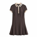 2025 New Women's Retro Body-Creats Bumping Color Ribs Wide Folding