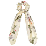 Bow Long Ribbon Hair Scrunchie Chiffon Floral Print Sweet Elastic Hair Band Ponytail Hair Scarf Hair Tie Hair