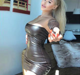 Faux Leather Tube Dress With Gloves-Outfit