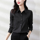 Senior Sense Stripe Shirt Female Light Ripe Wind Design Sense Minority Professional Temperament High-End Long Sleeve