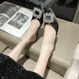 Buckle Water Drill Head Half Slippers Women Wear Summer 2025 New Thin Heel Slacker Cool Dragged Muller