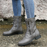 And Winter New Large Size 43 Flat Bottom Martin Boots Women's High-Tipper Zip Women Belt Buckle