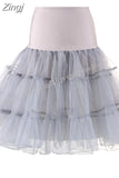 Skirts Womens Fashion High Waist Pleated Tutu Retro Vintage Petticoat Crinoline Underskirt Faldas