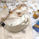Bags Women Simple Harajuku All-match Canvas Students Fanny Pack Ulzzang Hip-pop Fashion Portable Money Phone Pouch