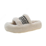 Sense Of Niche Fur Slippers Women Wear 2025 Autumn New Thick Background Warm Anti-Slip Home Word