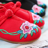 Zingj Chinese Style Retro Plate Buckle Embroidery Female Beef Tendon Bottom Dance Single Shoe Cloth