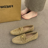 Gold Shoes Female 2025 New Korean Version Of French Retro Round Head Casual Pedaled Buckle Buckle